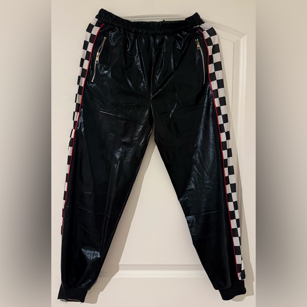 Tipsy Elves Black Checkered Track Pants